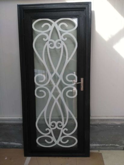 Nuevo diseño de puerta de acero galvanizado con vidrio templado
