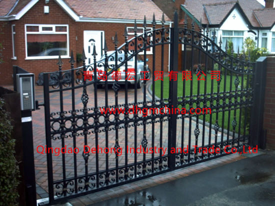 Puerta de entrada decorativa de hierro forjado de alta calidad
