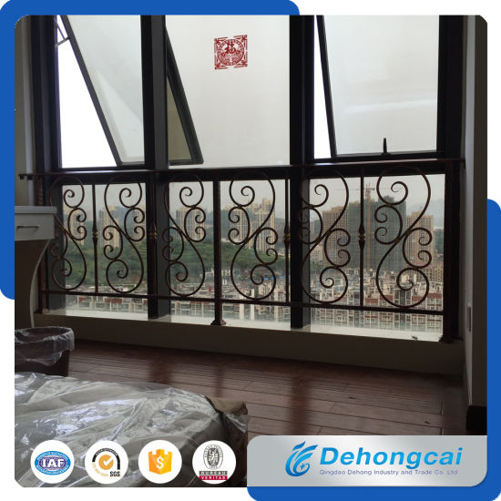 Diseños de barandas para balcones de hierro forjado con revestimiento interior en polvo de seguridad ornamental